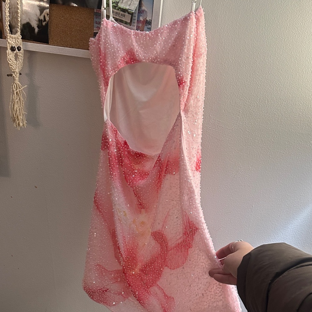 The Vintage Shop Pink Floral Beaded Chemise - Picture 3 of 4